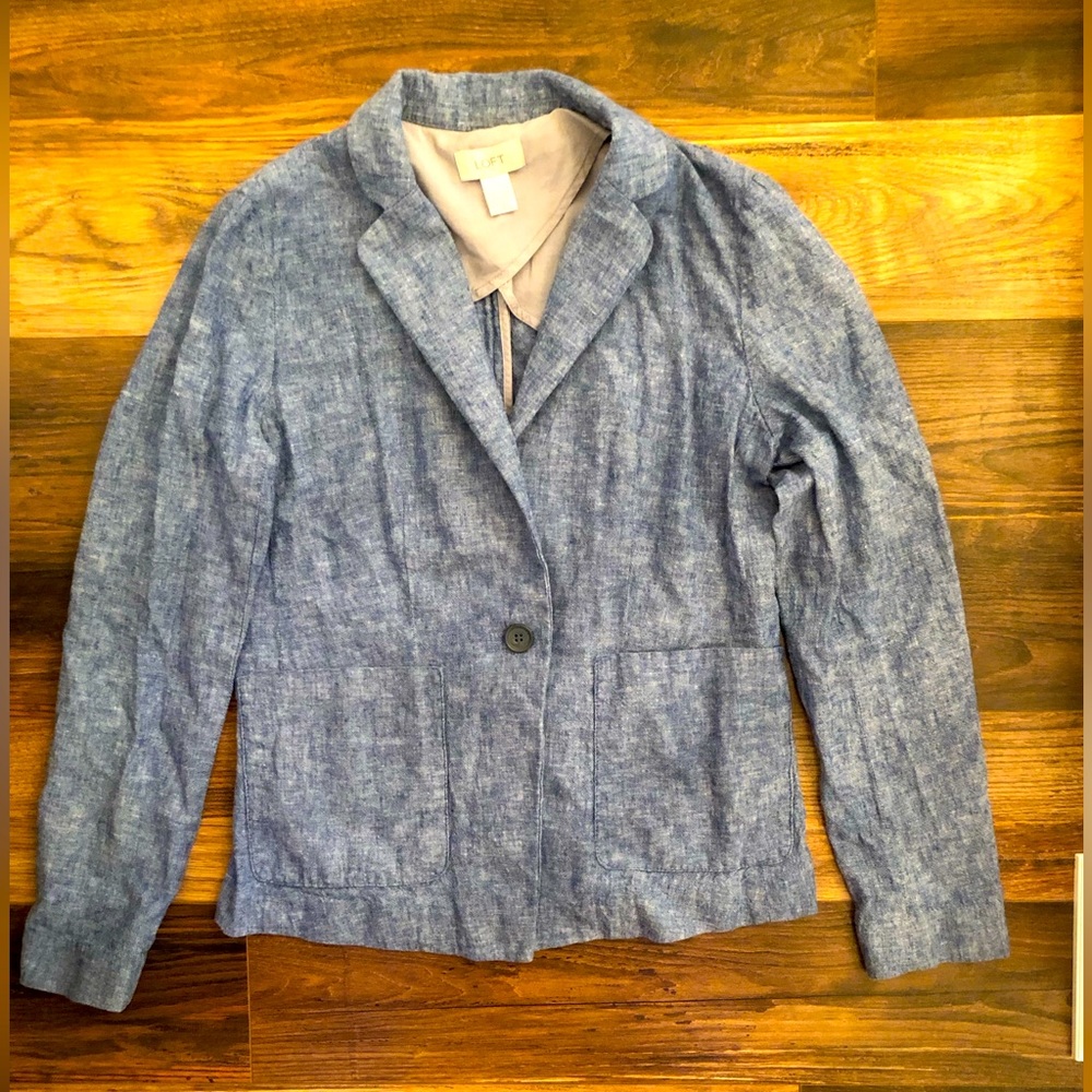 LOFT cotton linen blazer, size 2
